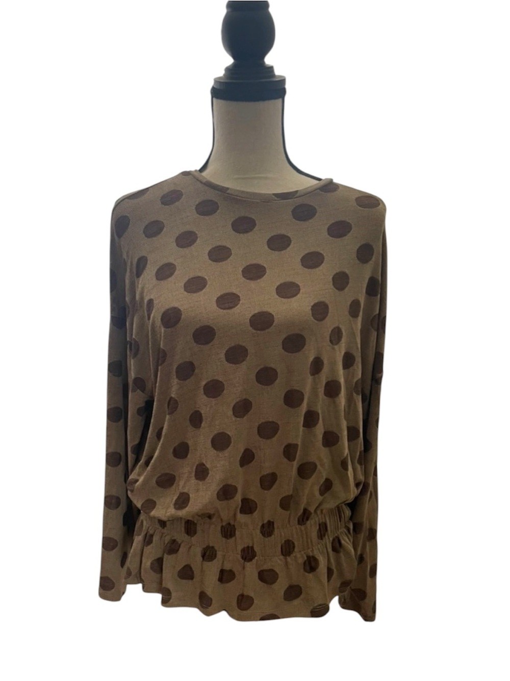 Zara Brown Dot Print Long Sleeve Top